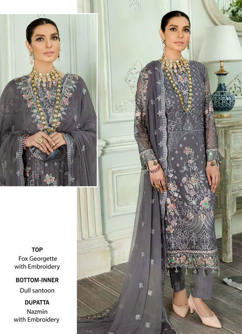 Gray Colour Farmaish Vol 1 AL Khushbu New Latest Designer Georgette Pakistani Salwar Suit Collection 3003